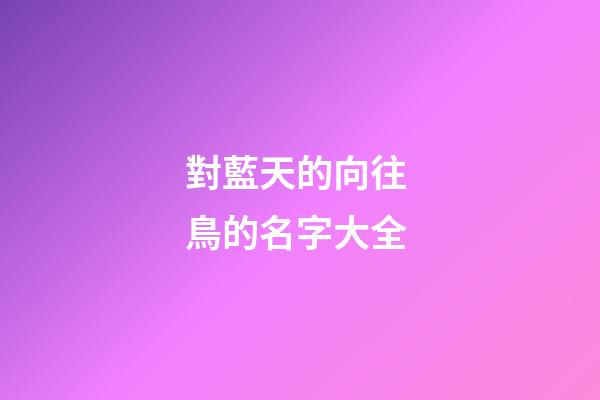 對藍天的向往 鳥的名字大全